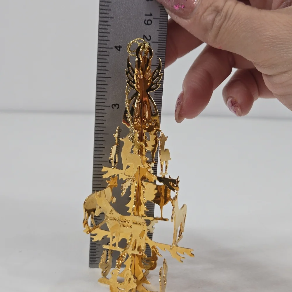 Danbury Mint Tree Angel Annual Gold Plated 3D Christmas Ornament VTG 1986 Manger